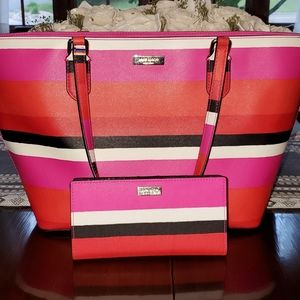 Kate Spade Laurel Way Bonita Stripe Tote & Wallet